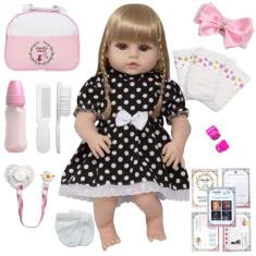 Boneca Tipo Reborn Menina 46cm Corpo Vinil Enxoval Completo - Cegonha 