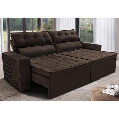 Sofá Retrátil E Reclinável 2,30m Cama Inbox Charm Velusoft Café