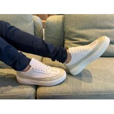 Tênis Masculino Casual 100% Couro Sapatênis Mácio Sola Confort - onix 