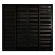 Janela de Alumínio Preto Veneziana de Correr 6 Folhas Sem Grade Hale E