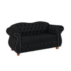 Sofá Chesterfield Merlo 2 Lugares 2,30 - Veludo Preto / Decoração, rec