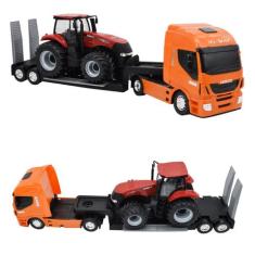Brinquedo Caminhão Carreta Plataforma com Trator Magnum Agriculture Ca