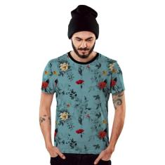 Camiseta Azul Florida Masculina Verão 2019 Floral Top - Di Nuevo, M, A
