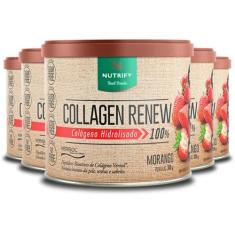 Kit 5 Collagen Renew Colágeno Hidrolisado Morango Nutrify 300g
