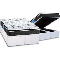 Cama Box Baú King: Colchão Anatômico Probel D40 Premium Hiper Firme Pillow Top + Base White(193X203)
