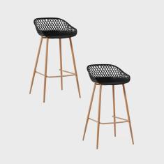 Kit 2 Banquetas Alta Polipropileno e Aço Mônaco Espresso Móveis