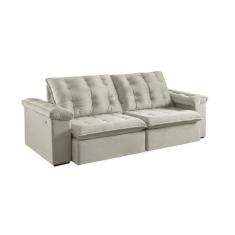 Sofá 3 Lugares Retrátil e Reclinável Itaguaí com USB Veludo Bege 230 c