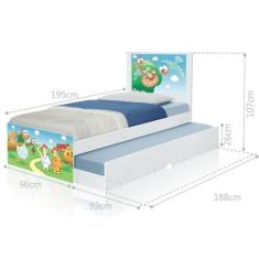 Cama Bicama Juvenil Adesivada Fazendinha Solteiro MDF MDP Branco Casa H