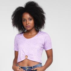 Blusa Lecimar Cropped Floral Feminina-Feminino