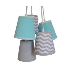Lustre Pendente Cacho Crie Casa Tiffany e Chevron Cinza