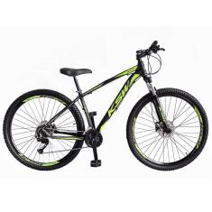 Bicicleta Aro 29 KSW XLT 2020 27v Hidráulico K7 e Trava Preto com Verde 15