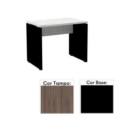 Mesa De Escritório Pé Painel Pe25 Em Mdp 170 X 70 Cm Cor Walnut E Base Preta