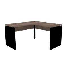 Mesa De Escritório Em L Pé Painel Pe25 Em Mdp 145 X 145 X 60 Cm Cor Walnut E Base Preta