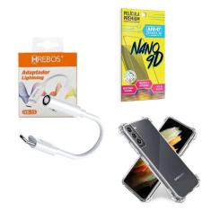 Capinha Samsung S21 + Adaptador P2 Para Tipo C + Película 9D