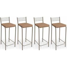 Banqueta Gênova B705 Kit 4 Un Niquel/Capuccino 31 - Kappesberg