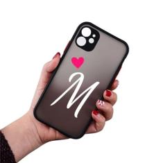 Letra inicial AZ Love Heart Couples Phone Case para iPhone 11 12 13 14 15 Pro Max Mini X XR XS 7 8 Plus Capa de silicone Fundas,1, para iPhone 15