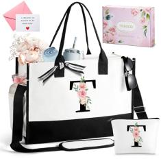 TRSODD Presentes de Natal para mulheres, presentes para mãe, presentes de Natal para mãe, sacola personalizada com alça de ombro e bolsa de maquiagem T