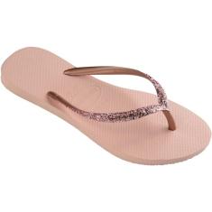 Chinelo Slim Glitter II, Havaianas, Feminino, Rosa Ballet/Dourado Blush, 41/42