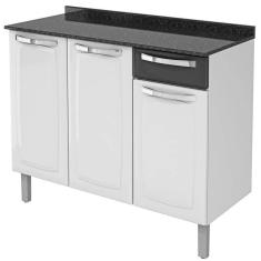 Balcão Cozinha Itatiaia Rose 3 Portas 1 Gaveta Branco/Preto IG3G1-105