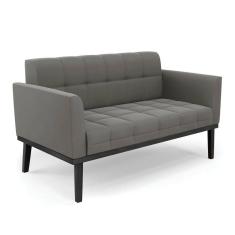 Sofá Namoradeira 2 Lugares Base De Madeira Preto Elisa Suede D03 - D`rossi Cor Grafite