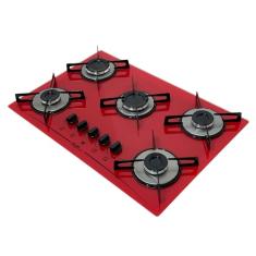 Fogão cooktop D&D 5 bocas a gás (VERMELHO)