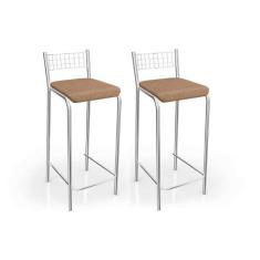 Kit 2 Banqueta de Cozinha Gênova B705CR Un Cromada/Capuccino - Kappesb