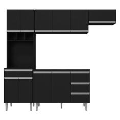 Cozinha Modulada 4 Peças Balcão Sem Tampo 120cm Andréia Preto - Ajl Móveis