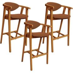 Kit 03 Banquetas Alta Cozinha Bancada Bar Sala De Jantar Fixa Cecília L02 Bouclê Terracota