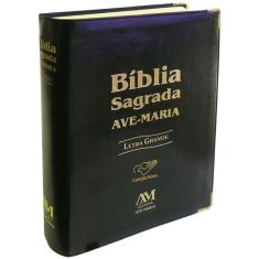 Livro Bíblia Sagrada Ave Maria  Letra Grande   Preta