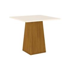 Mesa Para Cozinha Dora + Tampo Madeirado 90x90cm Nature-off White - Henn