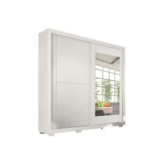Guarda Roupa Casal Nicole 2 Portas de Correr 3 Gavetas MDF com Espelho Branco ACP Móveis