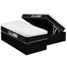 Cama Box Baú Solteiro: Colchão Espuma Castor D45 Black e White Air Eur