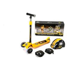 Patinete + Kit Proteção Turma Aventura 50kg Desmontavél Led