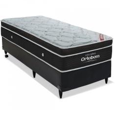 Conjunto Cama Box Colchão Elegant Superpocket Solteiro Ortobom Preto/Branco