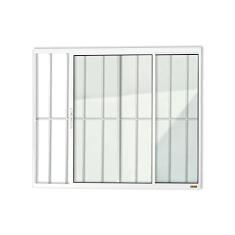 Janela Confort 2 Folhas com Grade Vidro Liso 100cm x 80cm Brimak Branco