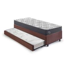 Bicama Box Solteiro King com Colchão Adapto Ecoflex Molas Ensacadas Suede 96x203cm Marrom