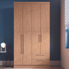 Guarda Roupas Solteiro 4 Portas 2 Gavetas Nero Móveis Castro