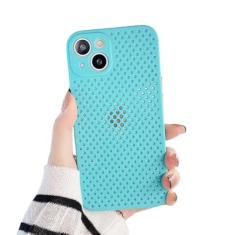 Capa de telefone com resfriamento respirável e dissipação de calor para iPhone 13 12 11 Pro XS Max XR Mini 7 8 Plus SE2020 Capa de TPU macia em cor doce, azul celeste, para iPhone X XS