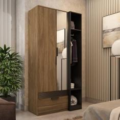 Guarda Roupa Solteiro com Espelho 2 Portas 1 Gaveta Capri - Marafon Mó