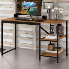 Mesa Escrivaninha Slim 2 Prateleiras Rústico Preto/Canela Rústico - Ar