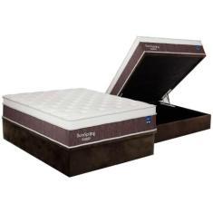 Conjunto Box Baú Casal: Colchão Molas Plumatex Superlastic DuroSpring 