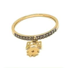 Anel de ouro 18k com pingentes cravejados em zircônia  filha - Eleganc