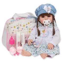 Boneca Bebe Reborn Realista Vestido Azul Enxoval Completo - Cegonha Re