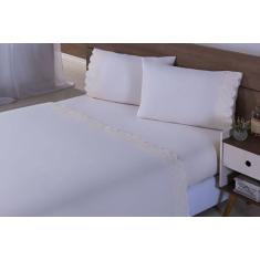 Jogo Lençol 4 Peças Cama Viúva Percal 200 Fios Bordado - THAIS ENXOVAI