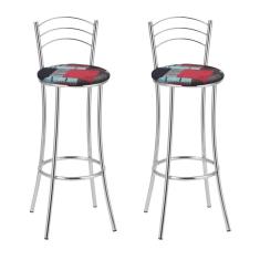 Kit 2 Banquetas Cromadas Bc26-a E522 Cromado/estampado