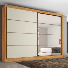 Guarda Roupa Casal Com Espelho 2 Portas 6 Gavetas - Sevilha-peroba-off White - Made Marcs