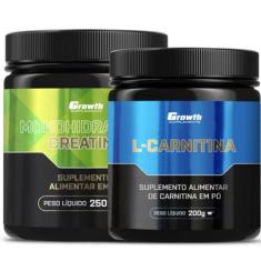 Creatina Pura 250g Monohidratada + L-Carnitina em Pó 200g Growth