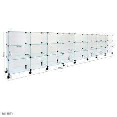 Balcão de Atendimento Modulado em Vidro com Rodízios - 4,00 x 1,00 X 0,40
