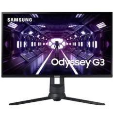 Monitor Gamer Samsung Odyssey 24", FHD, 144 Hz, 1ms, com ajuste de altura, HDMI, DP, VGA, Freesync, Preto, Série G3