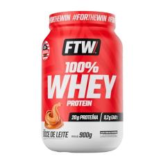 FTW 100% Whey Protein com Proteína Concentrada WPC, Suplemento Alimentar Pós-Treino em Pó com Fonte de Proteína do Soro do Leite, Alto Valor Biológico, Sem Glúten – Pote 900g (Sabor Doce de Leite)